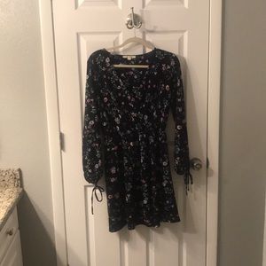 Floral black wrap dress